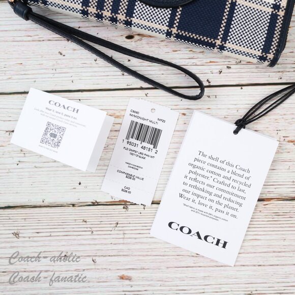 NWT Coach C8680 Dempsey Phone Wallet With Garden Plaid Print And Coach Patch - Picture 9 of 9